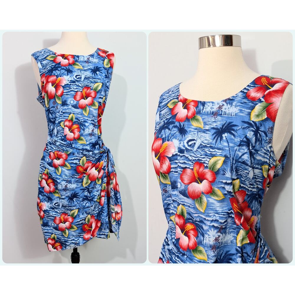 Ky's International Fashion Hibiscus Print Sarong Dress